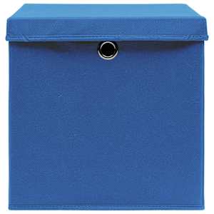 Úložné boxy s víky 10 ks modré 32 x 32 x 32 cm textil - obrázek 3