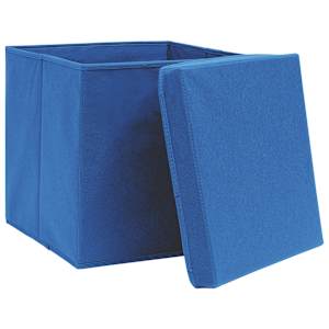 Úložné boxy s víky 10 ks modré 32 x 32 x 32 cm textil - obrázek 4
