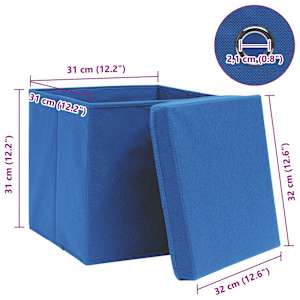 Úložné boxy s víky 10 ks modré 32 x 32 x 32 cm textil - obrázek 6