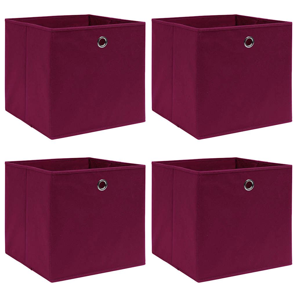 vidaXL Förvaringslådor 4 st mörkröd 32x32x32 cm tyg