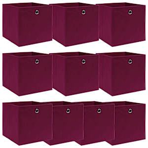 Úložné boxy 10 ks tmavě červené 32 x 32 x 32 cm textil - obrázek 1