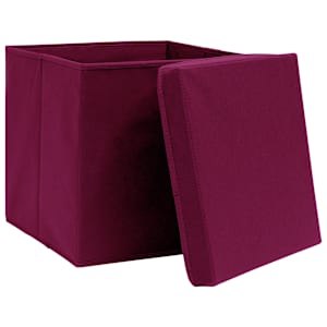 Úložné boxy s víky 10 ks tmavě červené 32 x 32 x 32 cm textil - obrázek 3