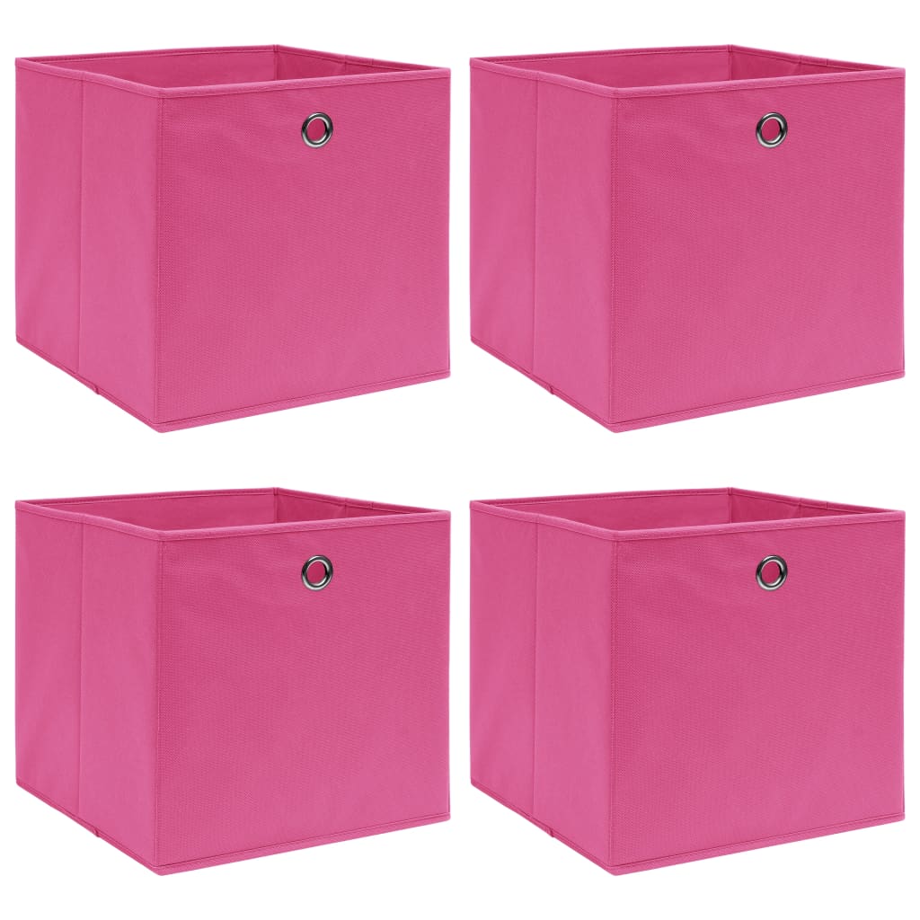 vidaXL Cutii depozitare, 4 buc., roz, 32x32x32 cm, textil vidaXL