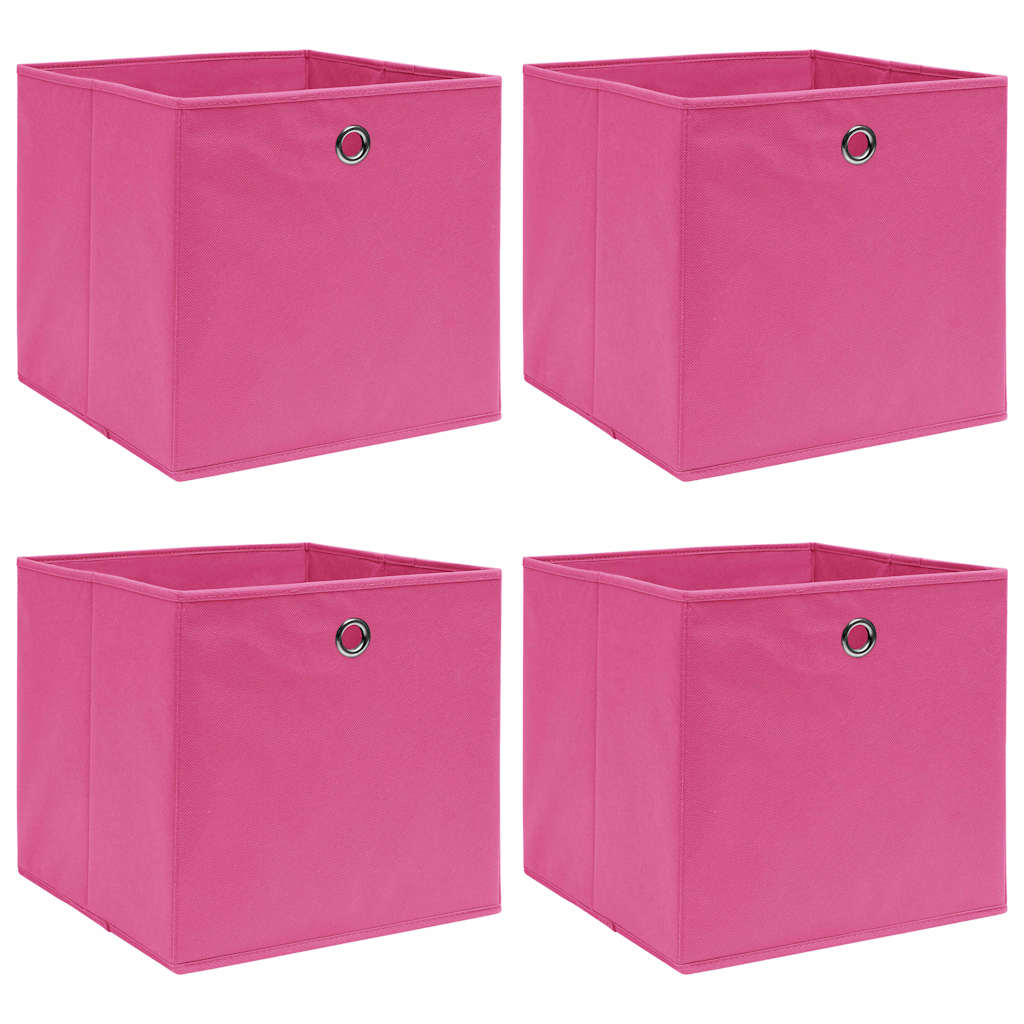 vidaXL Förvaringslådor 4 st rosa 32x32x32 cm tyg