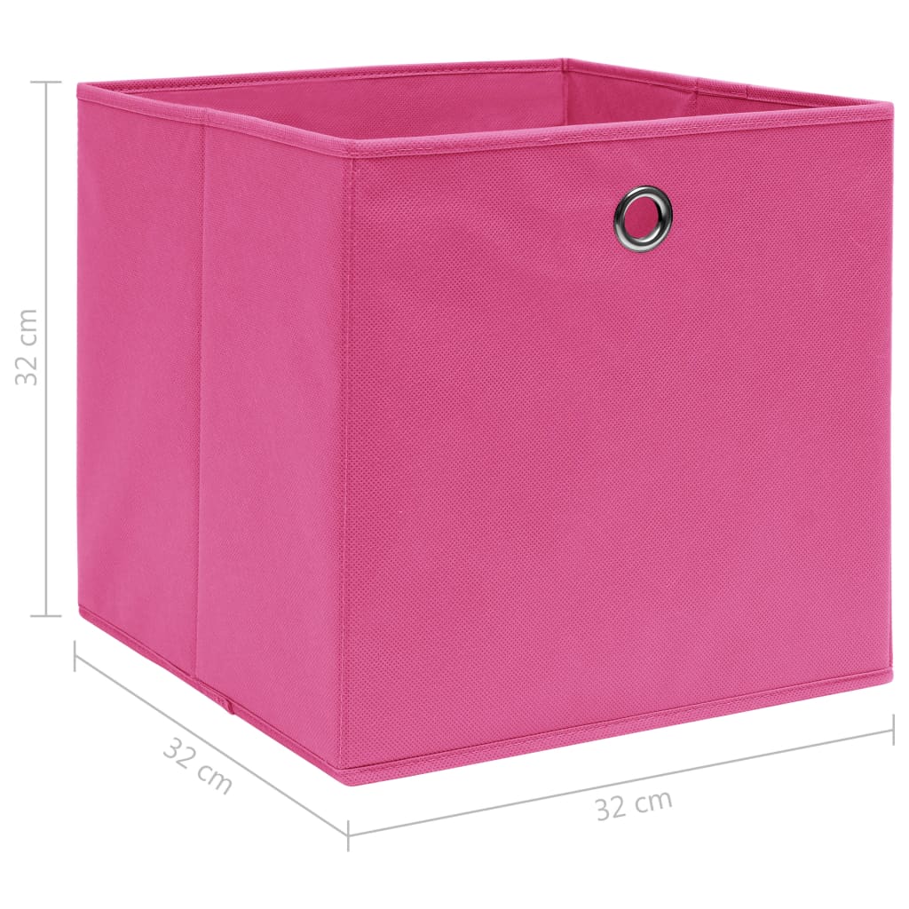  Úložné boxy 4 ks, ružové 32x32x32 cm, látka