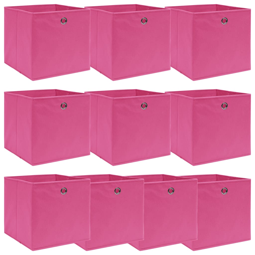 vidaXL Cutii depozitare, 10 buc., roz, 32x32x32 cm, textil vidaXL