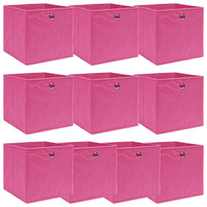 Úložné boxy 10 ks růžové 32 x 32 x 32 cm textil - obrázek 1