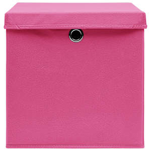 Úložné boxy s víky 10 ks růžové 32 x 32 x 32 cm textil - obrázek 4