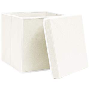 Úložné boxy s víky 4 ks bílé 32 x 32 x 32 cm textil - obrázek 3