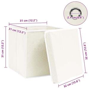 Úložné boxy s víky 4 ks bílé 32 x 32 x 32 cm textil - obrázek 6