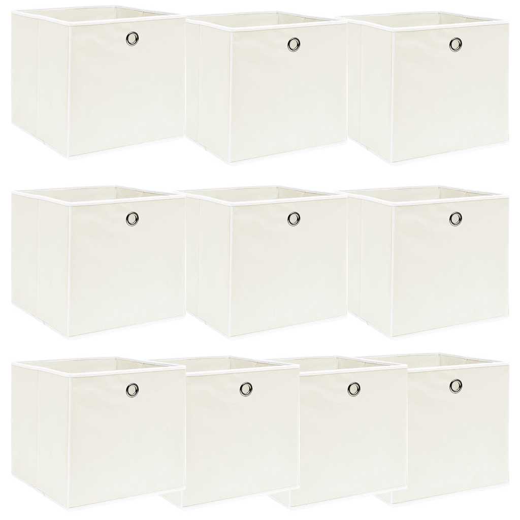 vidaXL Förvaringslådor 10 st vit 32x32x32 cm tyg