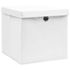 Úložné boxy s víky 10 ks bílé 32 x 32 x 32 cm textil - obrázek 2