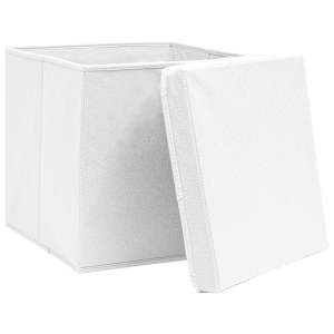 Úložné boxy s víky 10 ks bílé 32 x 32 x 32 cm textil - obrázek 3