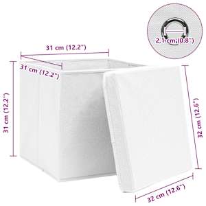 Úložné boxy s víky 10 ks bílé 32 x 32 x 32 cm textil - obrázek 6