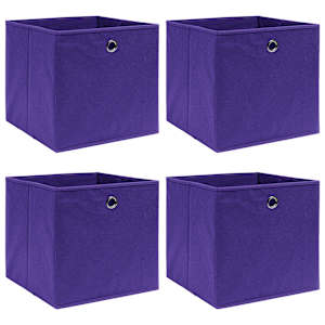 vidaXL hoiukastid 4 tk, lilla, 32 x 32 x 32 cm, kangas