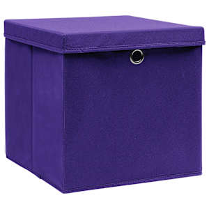 Úložné boxy s víky 4 ks fialové 32 x 32 x 32 cm textil - obrázek 2
