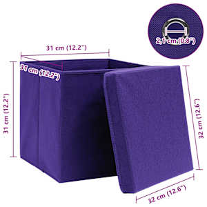 Úložné boxy s víky 4 ks fialové 32 x 32 x 32 cm textil - obrázek 6