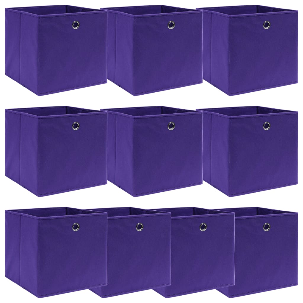 vidaXL Cutii depozitare, 10 buc., violet, 32x32x32 cm, textil