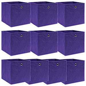 Úložné boxy 10 ks fialové 32 x 32 x 32 cm textil - obrázek 1