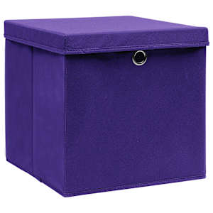 Úložné boxy s víky 10 ks fialové 32 x 32 x 32 cm textil - obrázek 2