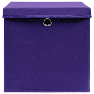 Úložné boxy s víky 10 ks fialové 32 x 32 x 32 cm textil - obrázek 4