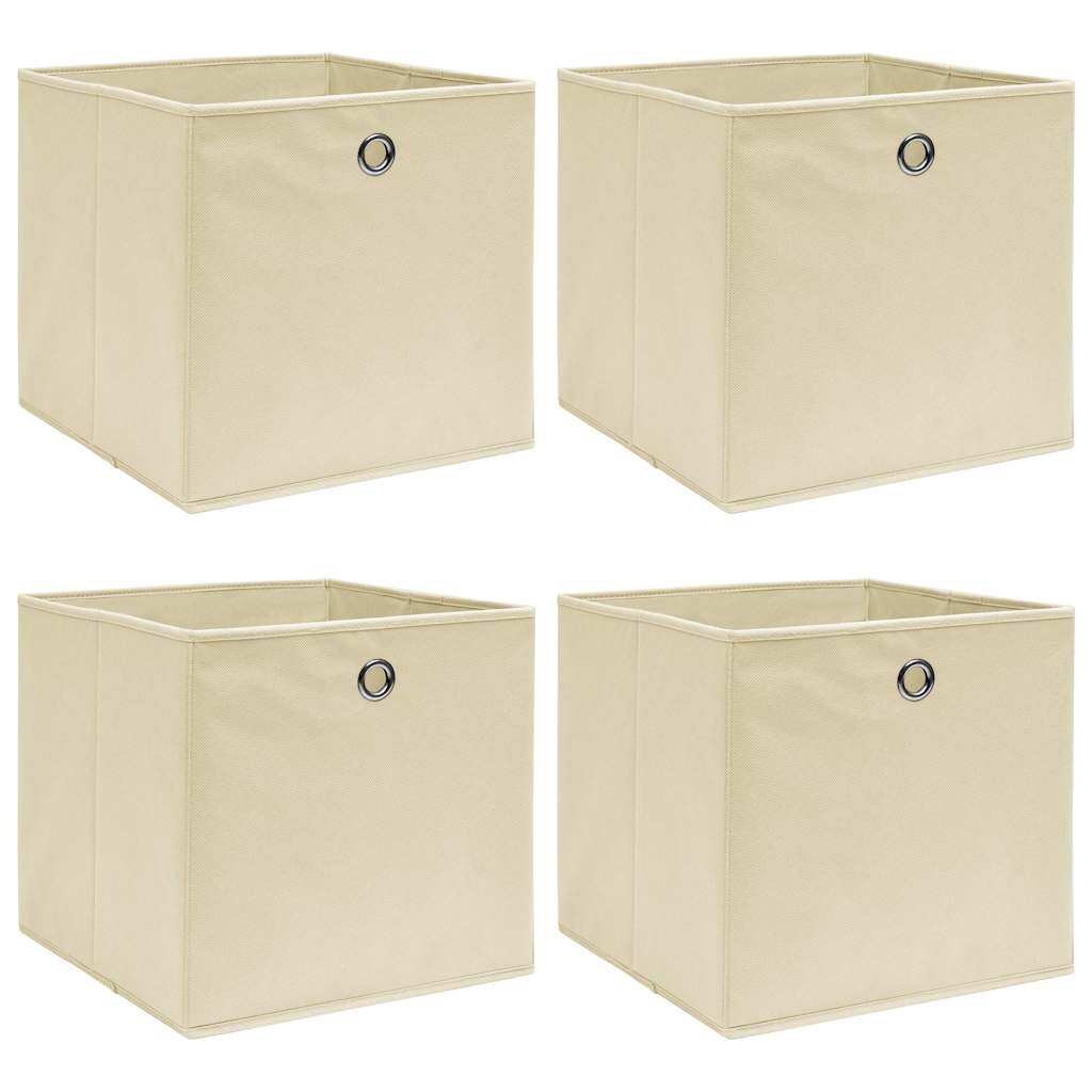 vidaXL Förvaringslådor 4 st gräddvit 32x32x32 cm tyg