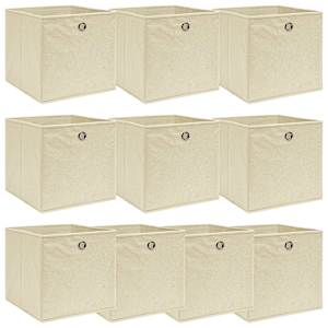 Škatle za shranjevanje 10 kosov krem 32x32x32 cm blago