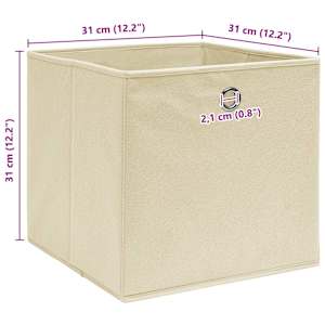 Úložné boxy 10 ks krémové 32 x 32 x 32 cm textil - obrázek 5
