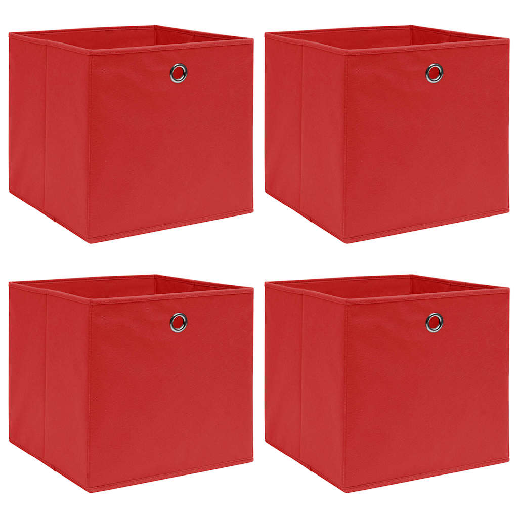 vidaXL Förvaringslådor 4 st röd 32x32x32 cm tyg