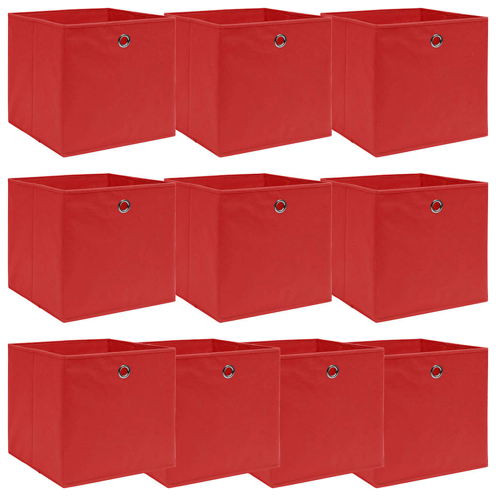 vidaXL Förvaringslådor 10 st röd 32x32x32 cm tyg