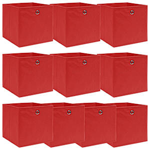 Úložné boxy 10 ks červené 32 x 32 x 32 cm textil - obrázek 1