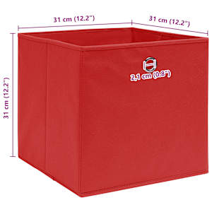 Úložné boxy 10 ks červené 32 x 32 x 32 cm textil - obrázek 5