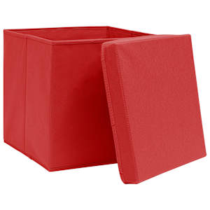 Úložné boxy s víky 10 ks červené 32 x 32 x 32 cm textil - obrázek 3