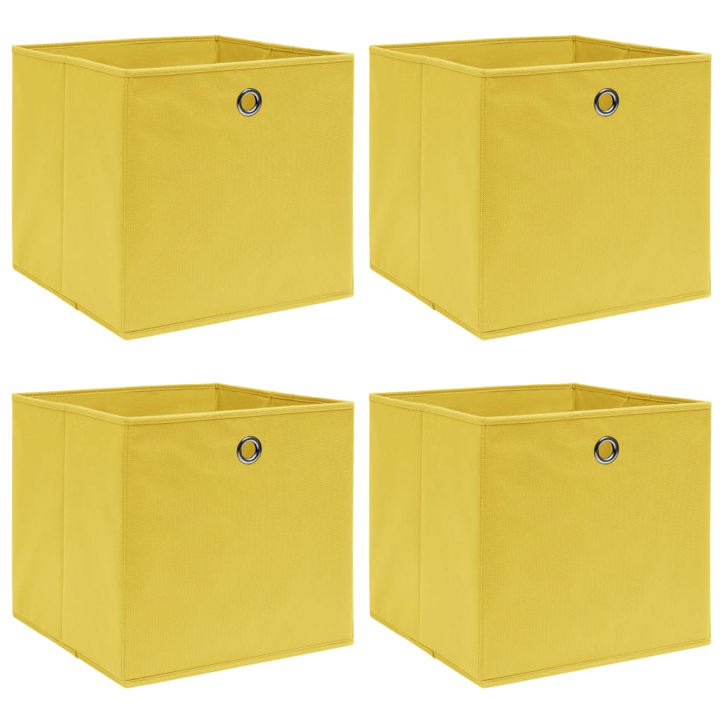 Petrashop  Úložné boxy 4 ks žluté 32 x 32 x 32 cm textil