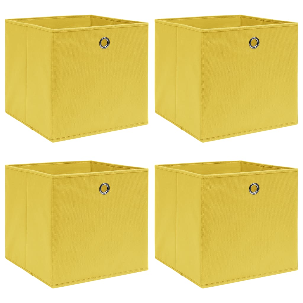 Caixas de arrumação 4 pcs 32x32x32 cm tecido amarelo