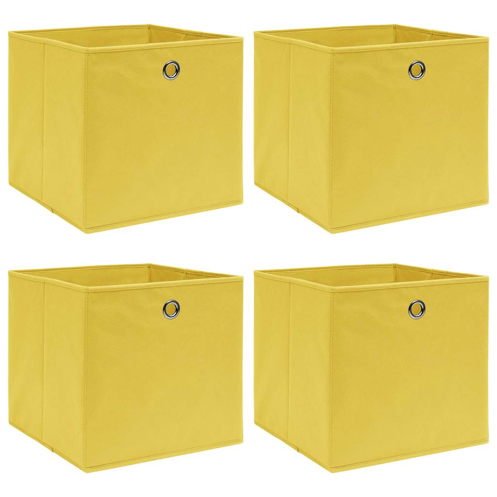 vidaXL Förvaringslådor 4 st gul 32x32x32 cm tyg