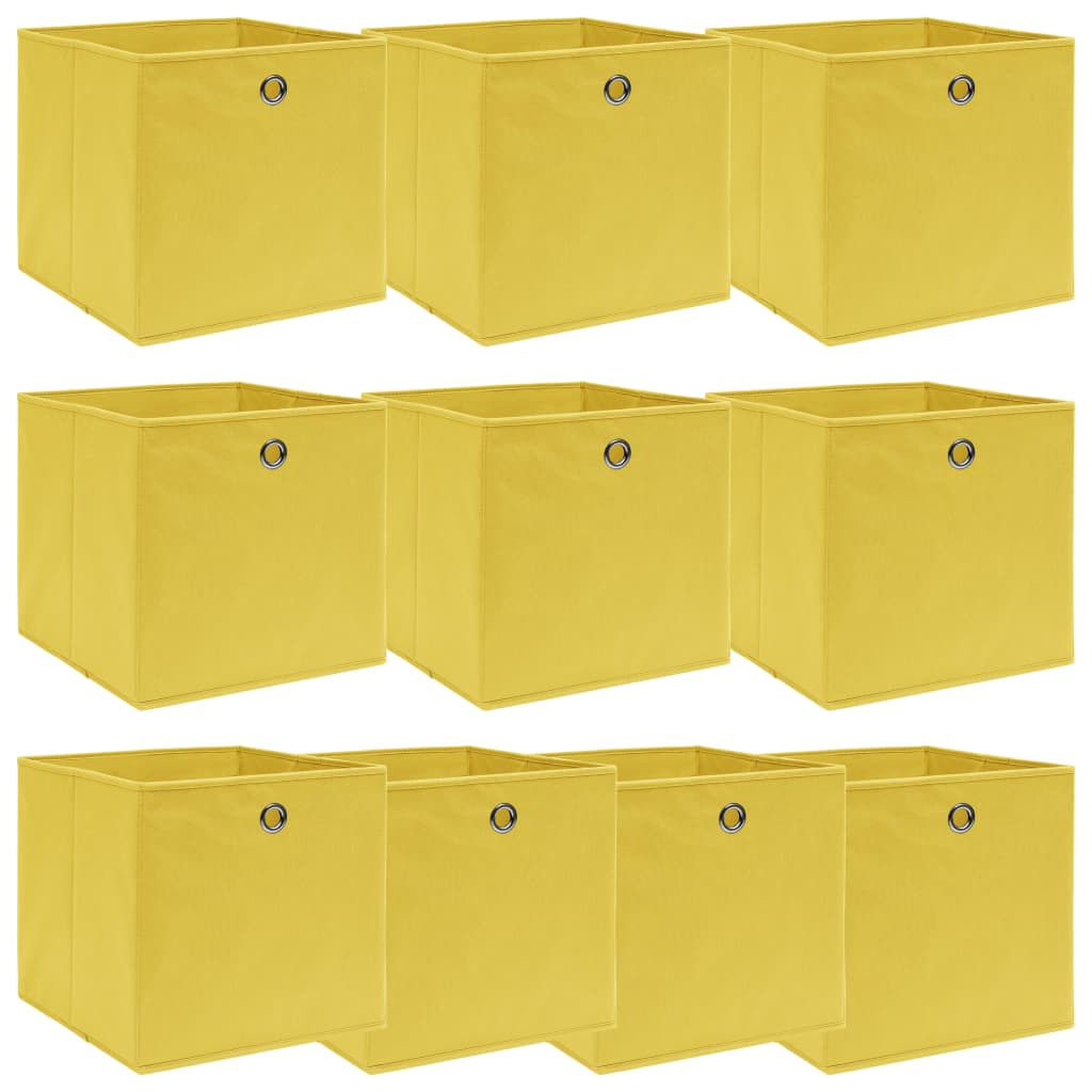 Petrashop  Úložné boxy 10 ks žluté 32 x 32 x 32 cm textil