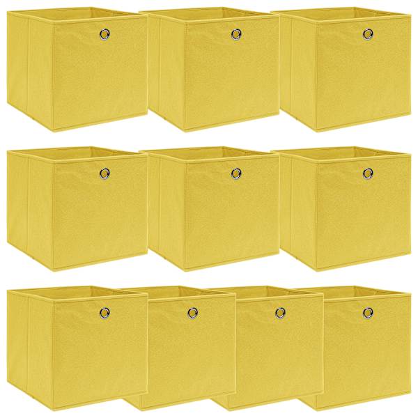 vidaXL hoiukastid 10 tk, kollane, 32 x 32 x 32 cm, kangas
