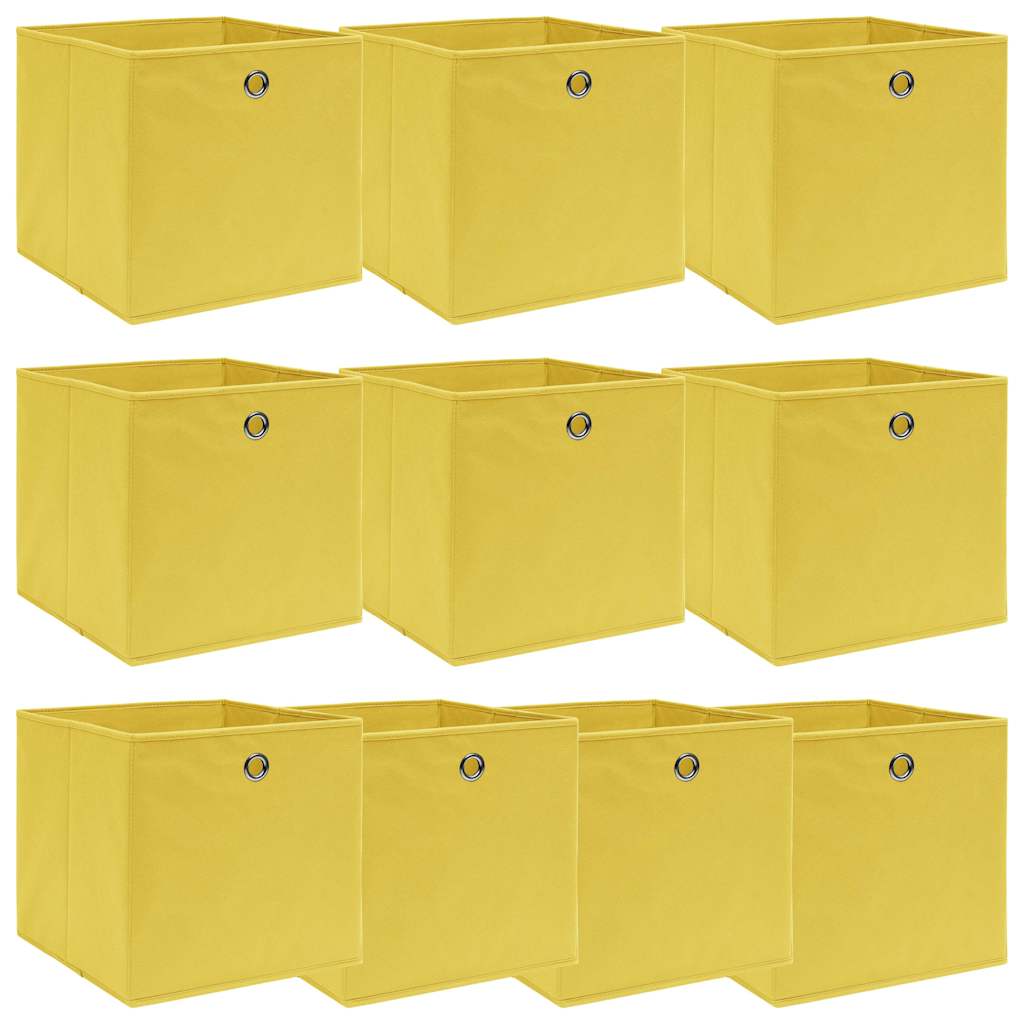 vidaXL Förvaringslådor 10 st gul 32x32x32 cm tyg