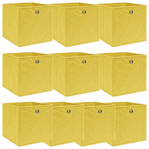 Úložné boxy 10 ks žluté 32 x 32 x 32 cm textil - obrázek 1