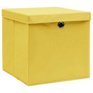 Úložné boxy s víky 10 ks žluté 32 x 32 x 32 cm textil - obrázek 2
