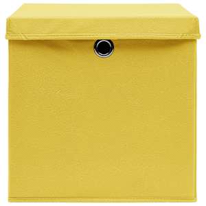 Úložné boxy s víky 10 ks žluté 32 x 32 x 32 cm textil - obrázek 4
