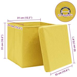 Úložné boxy s víky 10 ks žluté 32 x 32 x 32 cm textil - obrázek 6