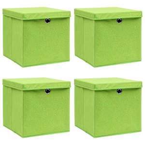 Úložné boxy s víky 4 ks zelené 32 x 32 x 32 cm textil - obrázek 1