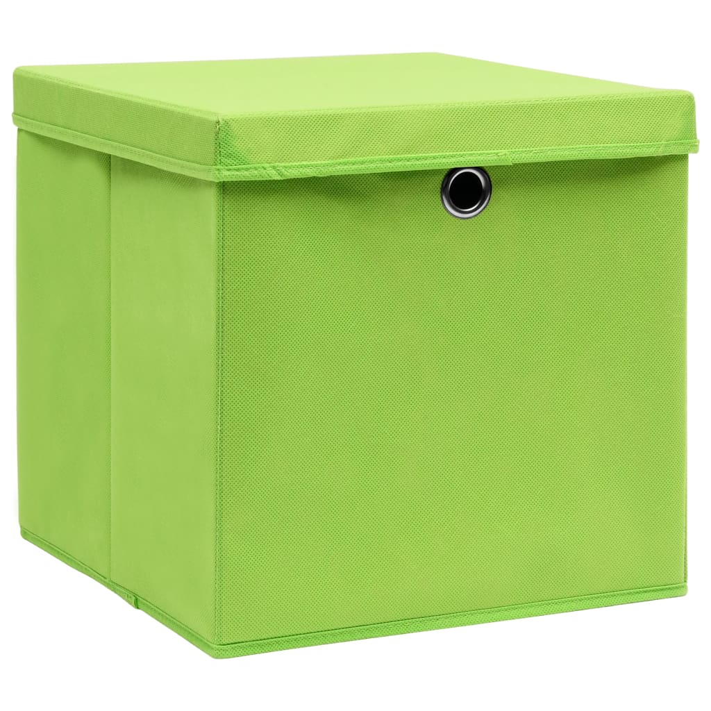 

vidaXL Opbergboxen met deksels 4 st 32x32x32 cm stof groen