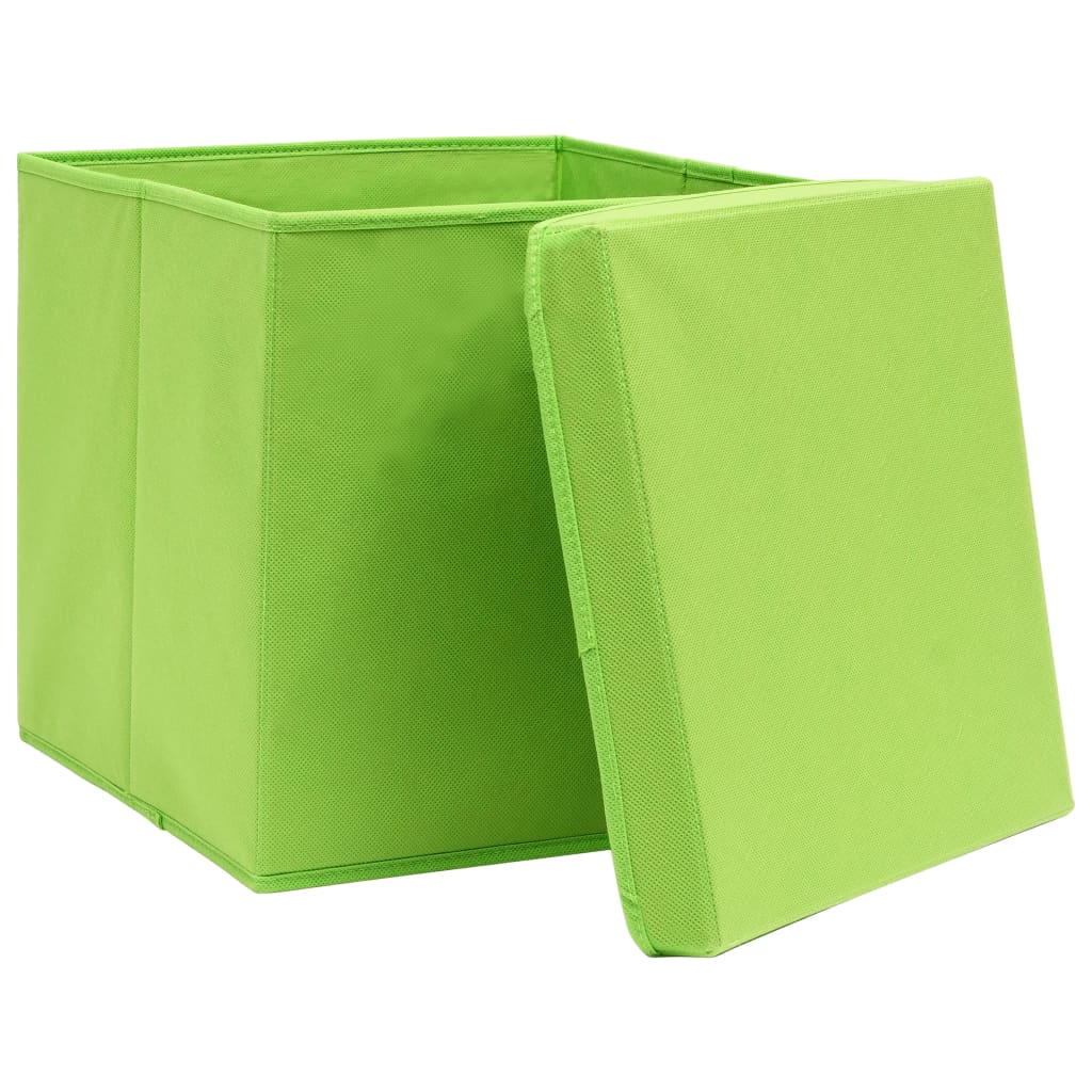 Thumbnail - vidaXL Aufbewahrungsboxen mit Deckeln 4 Stk. Grün 32x32x32 cm Stoff