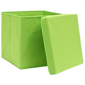 Úložné boxy s víky 4 ks zelené 32 x 32 x 32 cm textil - obrázek 3