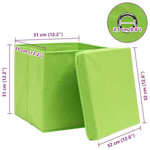 Úložné boxy s víky 4 ks zelené 32 x 32 x 32 cm textil - obrázek 6