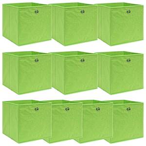 Škatle za shranjevanje 10 kosov zelene 32x32x32 cm blago