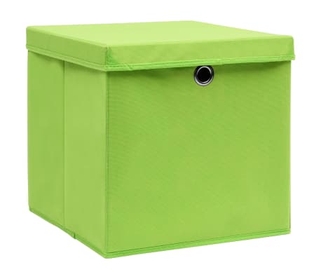 vidaXL Aufbewahrungsboxen mit Deckeln 10 Stk. Grün 32x32x32 cm Stoff
